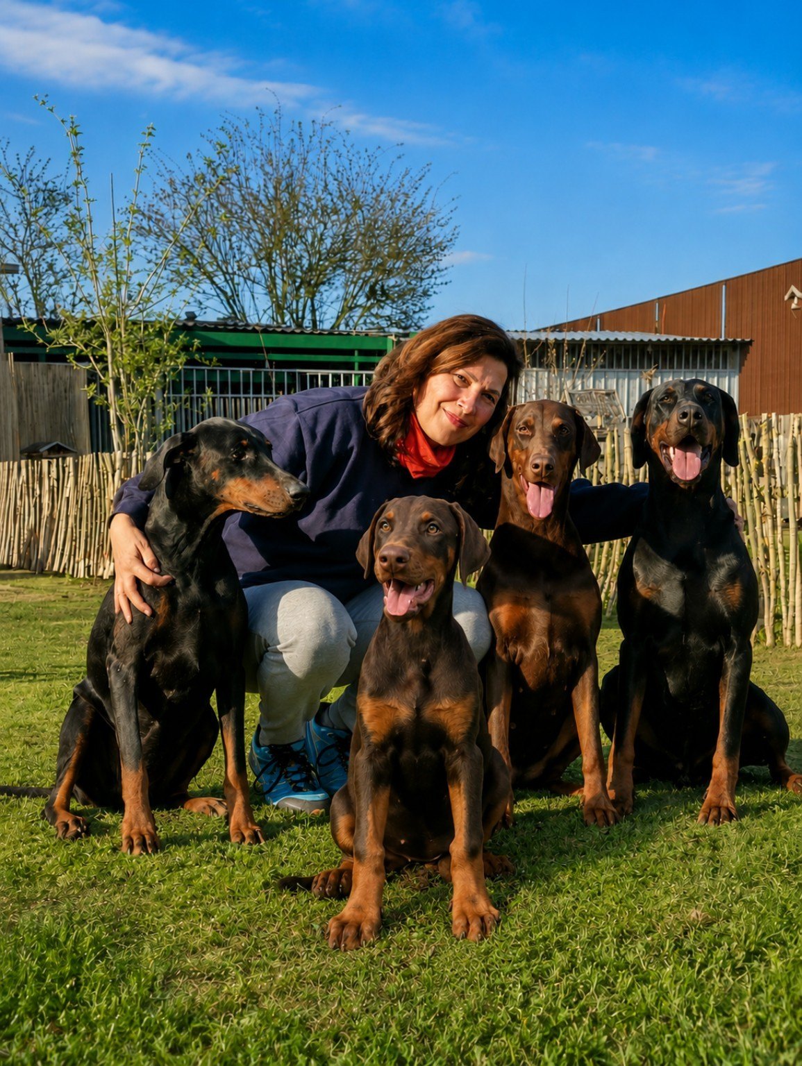 Sabine Karges mit ihren Dobermännern